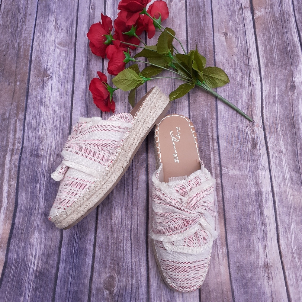 Ragetty platform knot mule espadrilles red stripes
